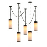 Cascading Chain Cylinder Alabaster Chandelier