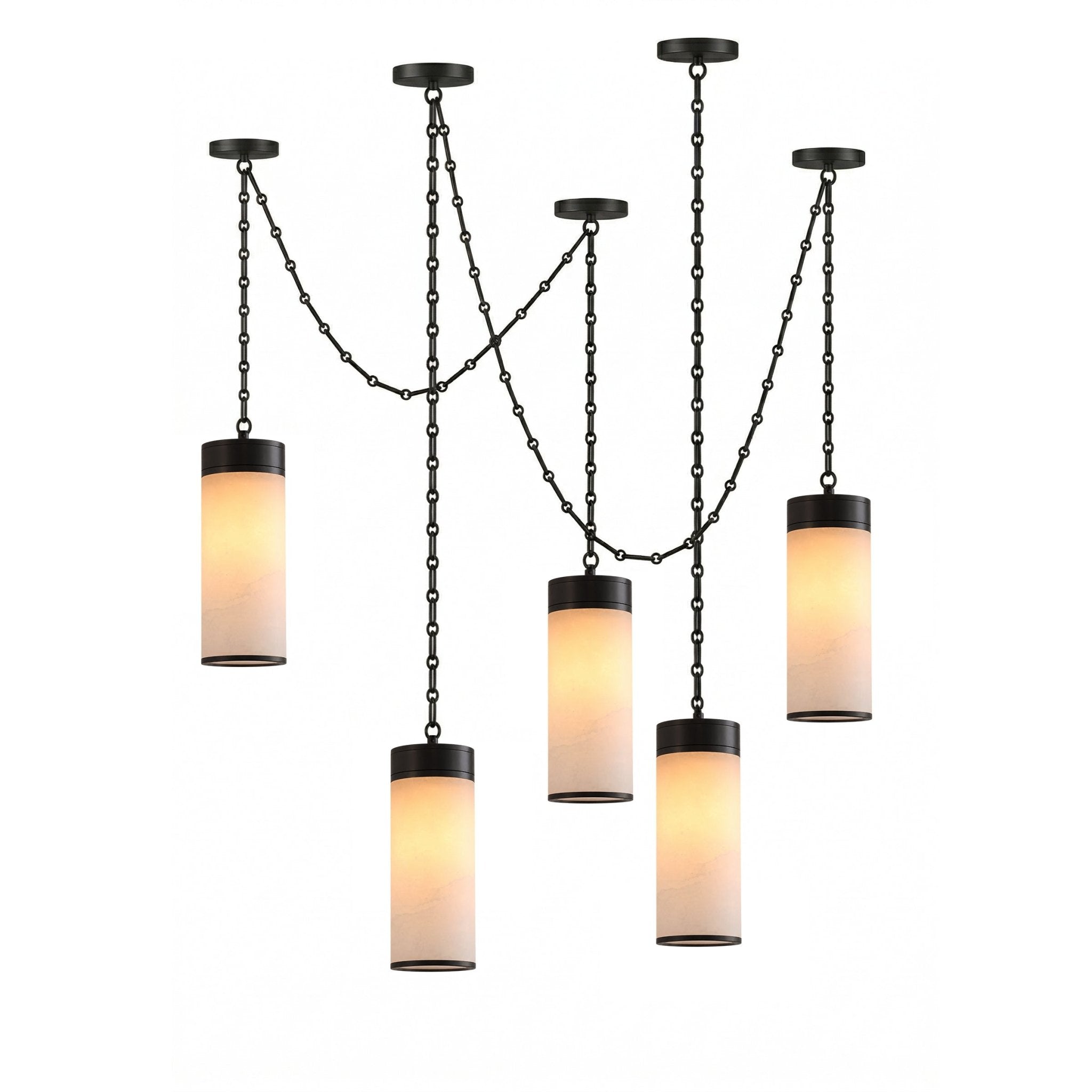 Cascading Chain Cylinder Alabaster Chandelier