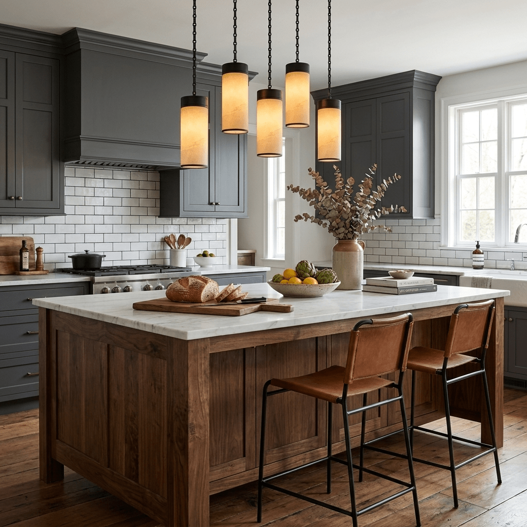Cascading Chain Cylinder Alabaster Chandelier