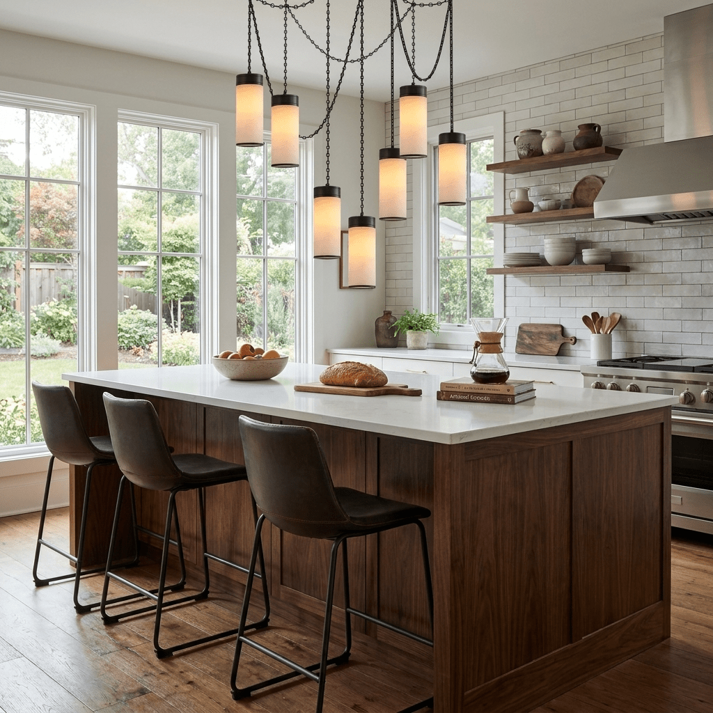 Cascading Chain Cylinder Alabaster Chandelier