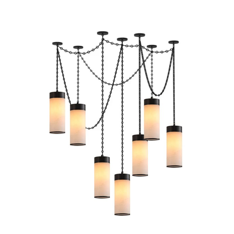Cascading Chain Cylinder Alabaster Chandelier