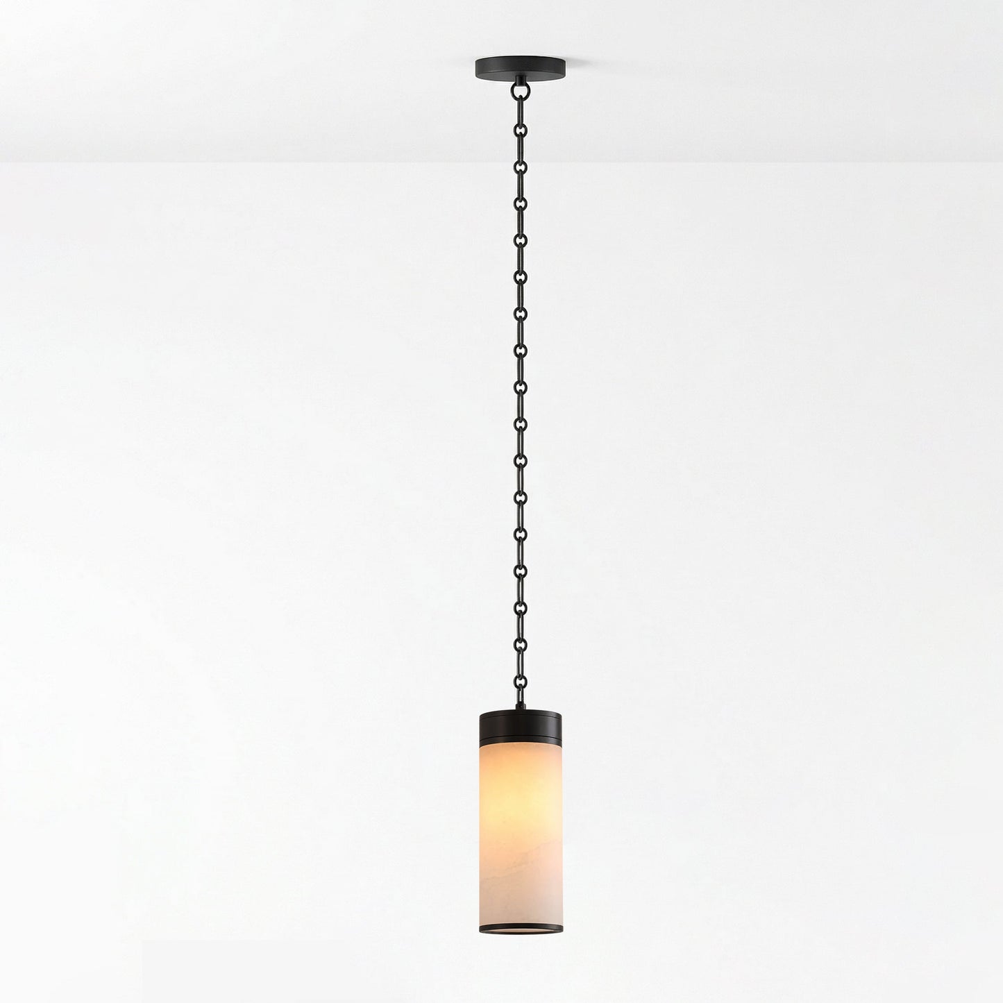 Cascading Chain Cylinder Alabaster Chandelier