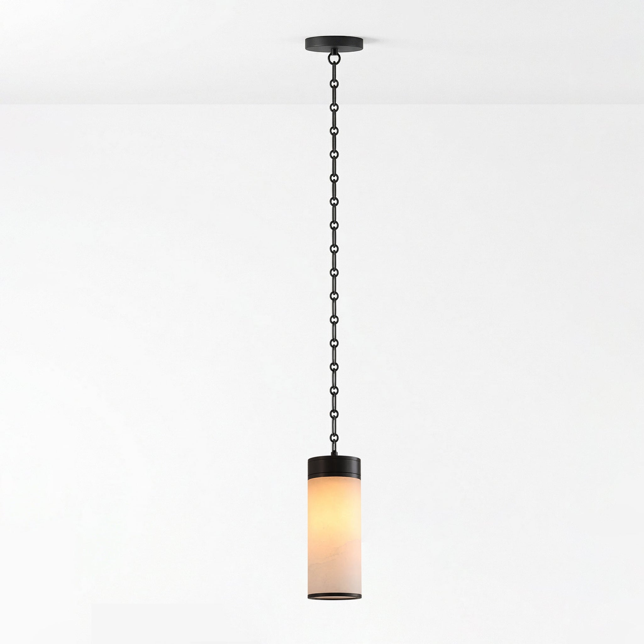 Cascading Chain Cylinder Alabaster Chandelier