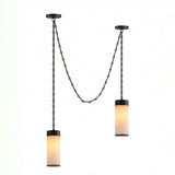 Cascading Chain Cylinder Alabaster Chandelier