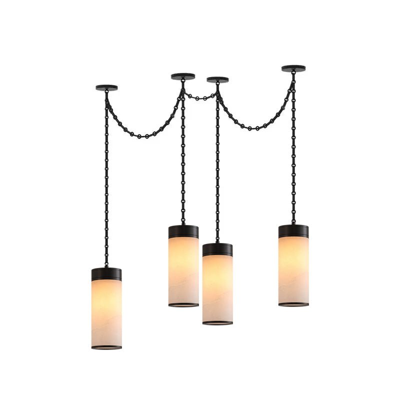 Cascading Chain Cylinder Alabaster Chandelier