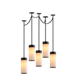 Cascading Chain Cylinder Alabaster Chandelier