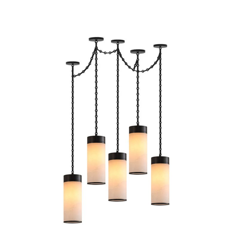 Cascading Chain Cylinder Alabaster Chandelier
