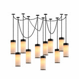 Cascading Chain Cylinder Alabaster Chandelier