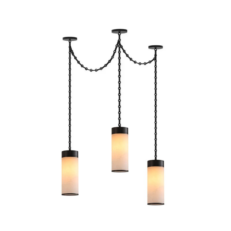 Cascading Chain Cylinder Alabaster Chandelier