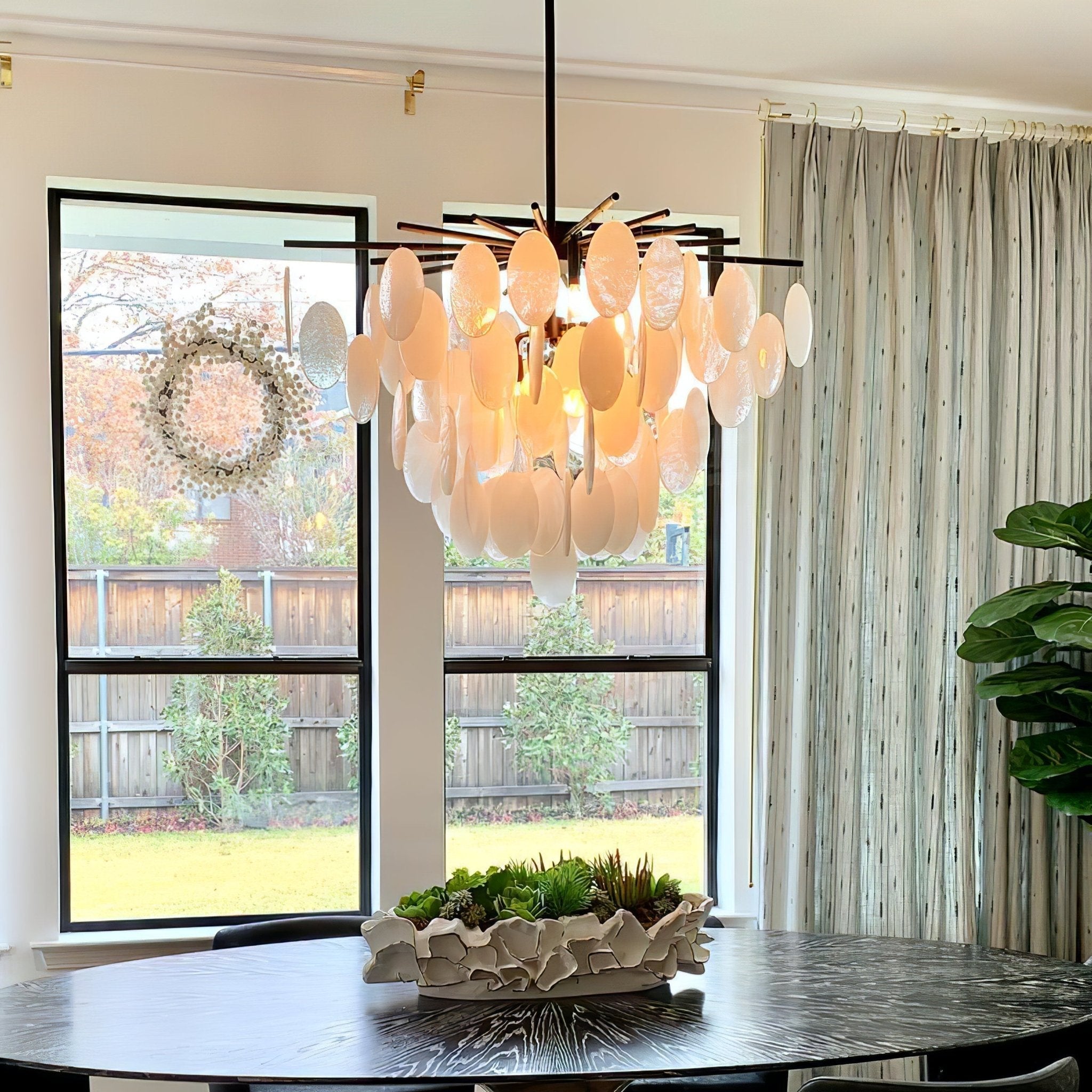 Geologic Round Fringe Chandelier 42"