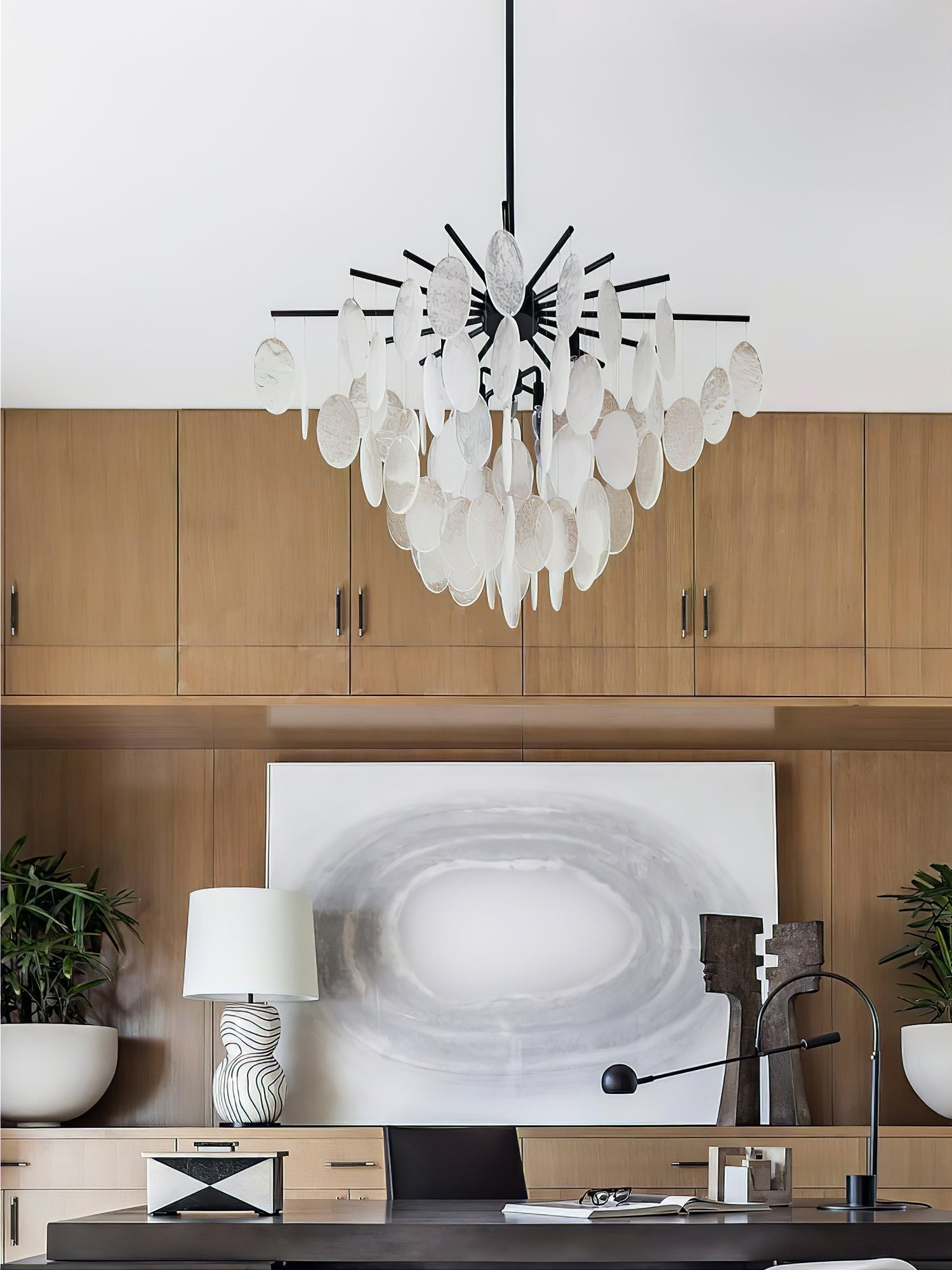 Geologic Round Fringe Chandelier 42"