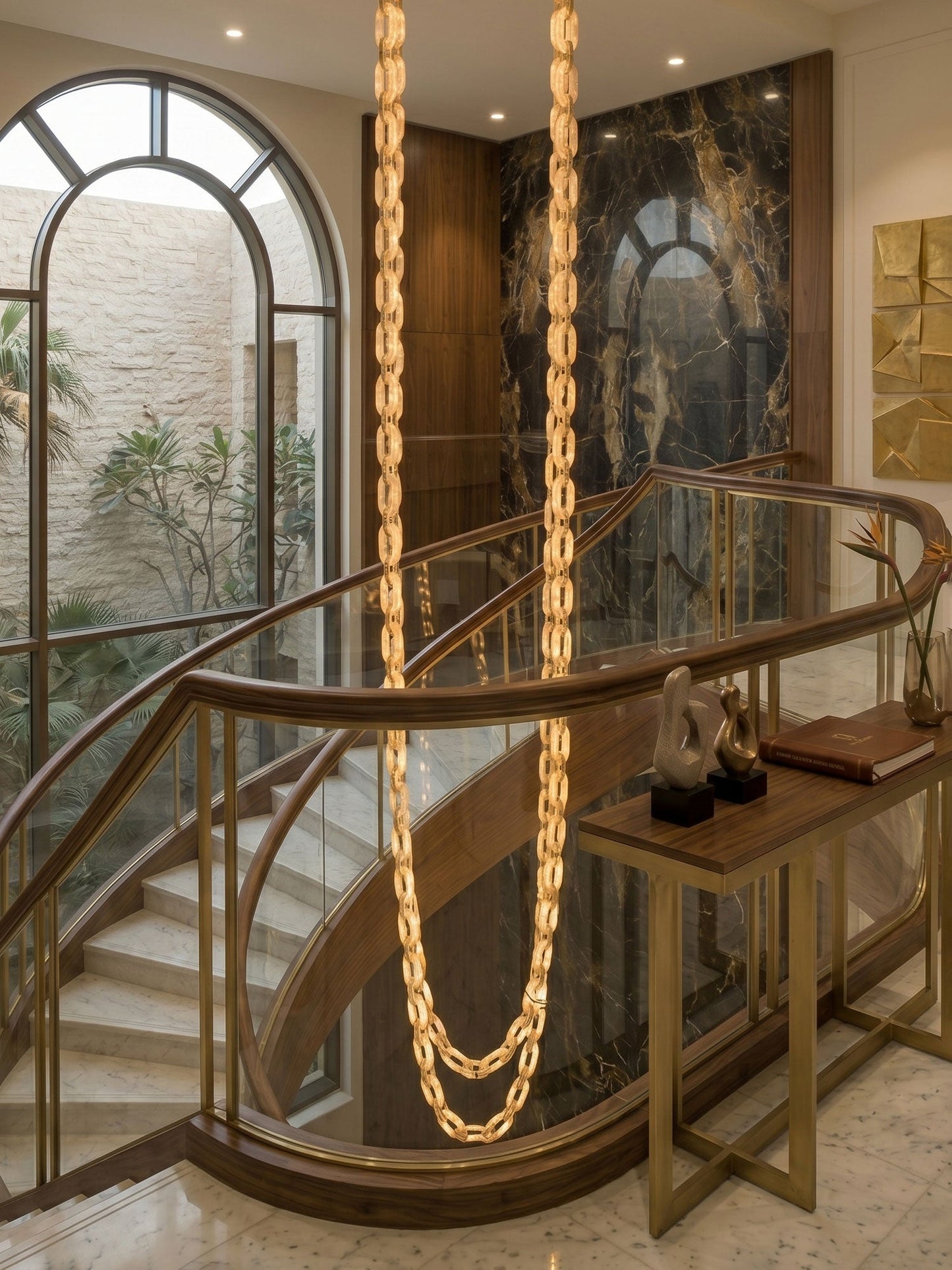 Chain Link  Alabaster Chandelier