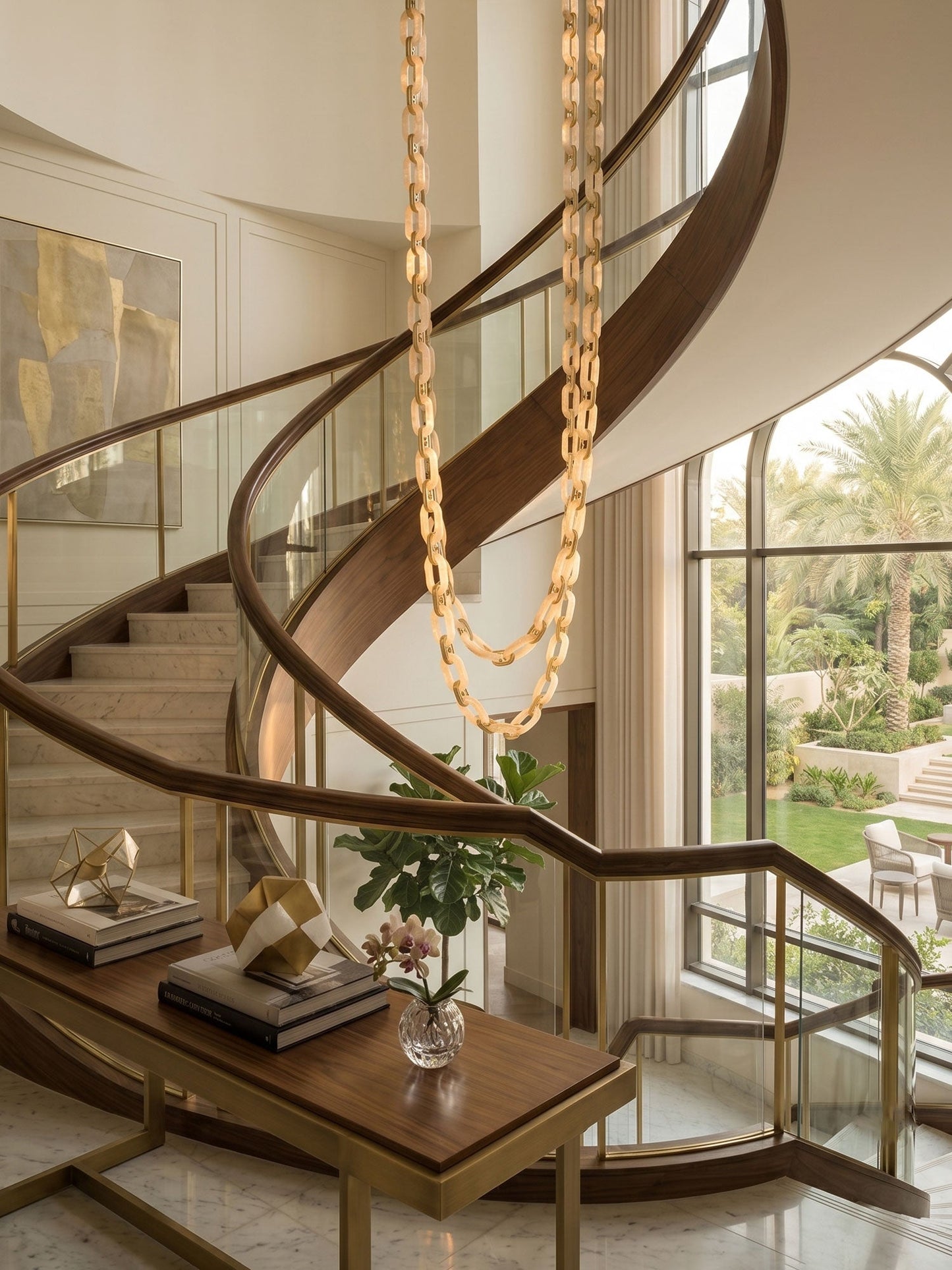 Chain Link  Alabaster Chandelier