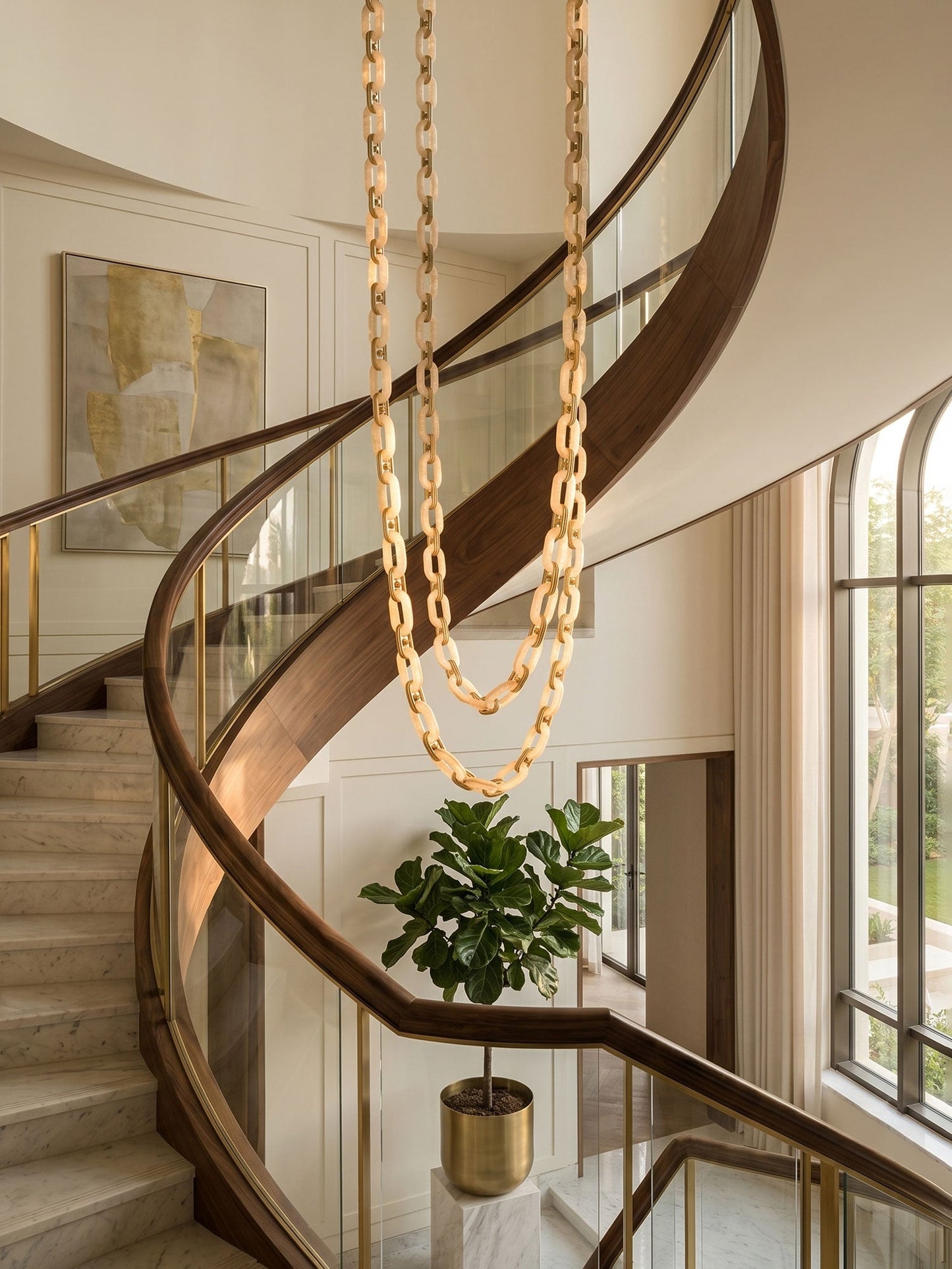 Chain Link  Alabaster Chandelier