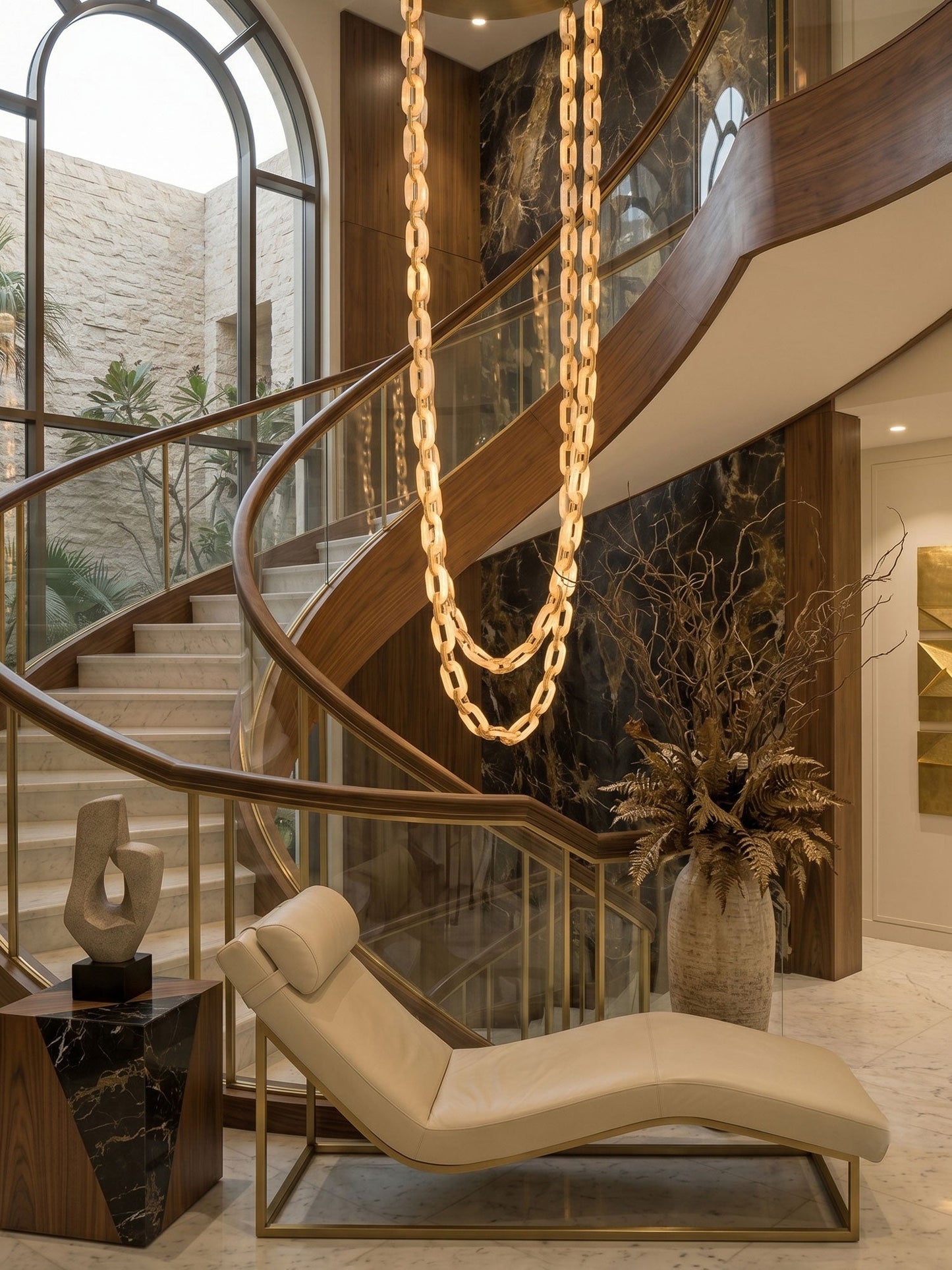 Chain Link  Alabaster Chandelier