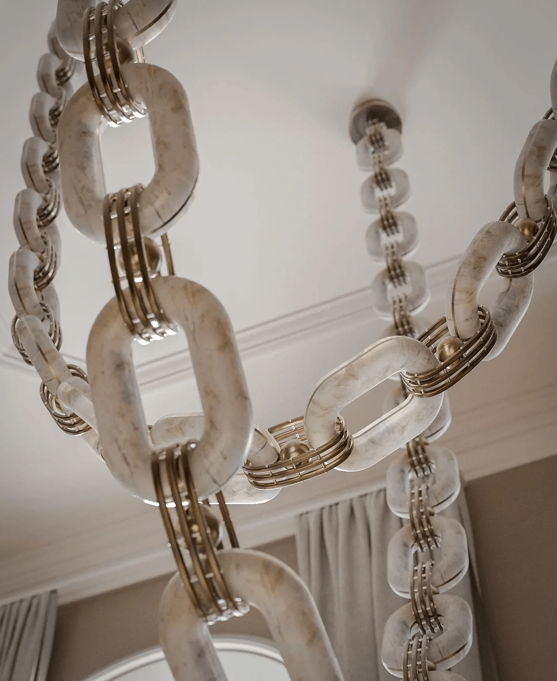 Chain Link  Alabaster Chandelier