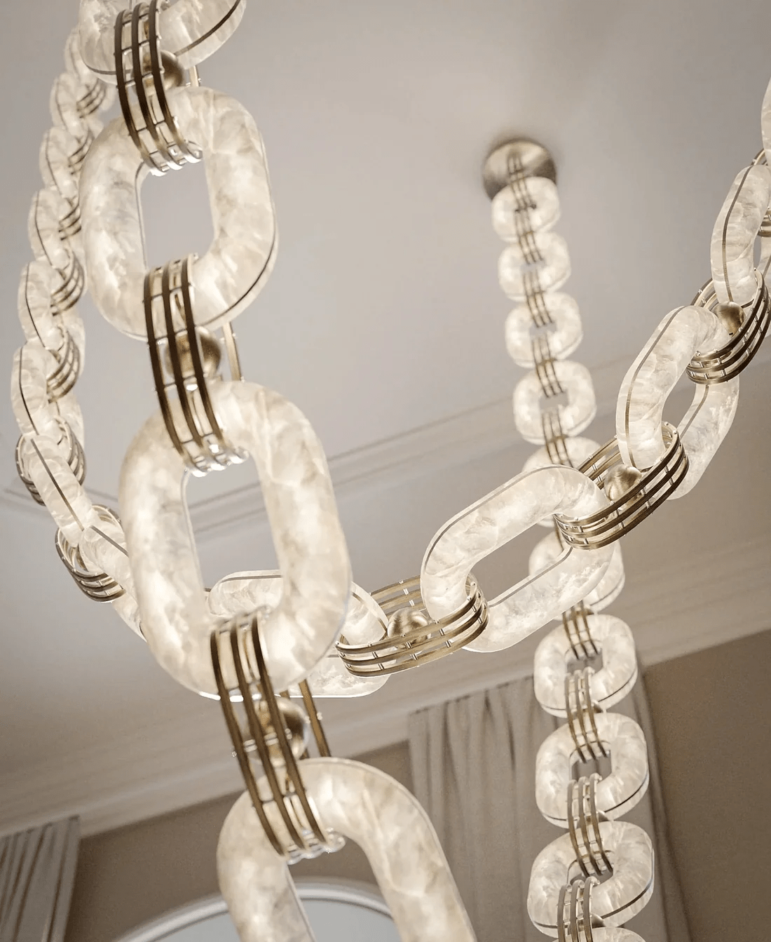 Chain Link  Alabaster Chandelier