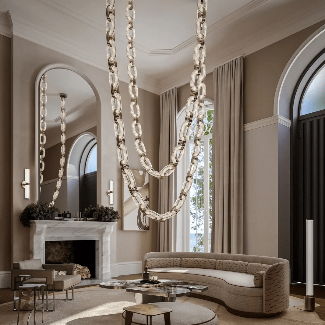 Chain Link  Alabaster Chandelier