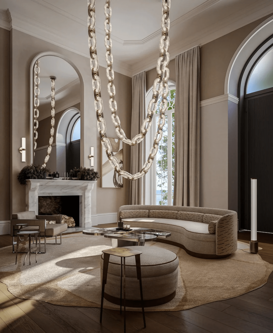 Chain Link  Alabaster Chandelier