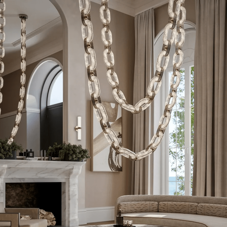 Chain Link  Alabaster Chandelier