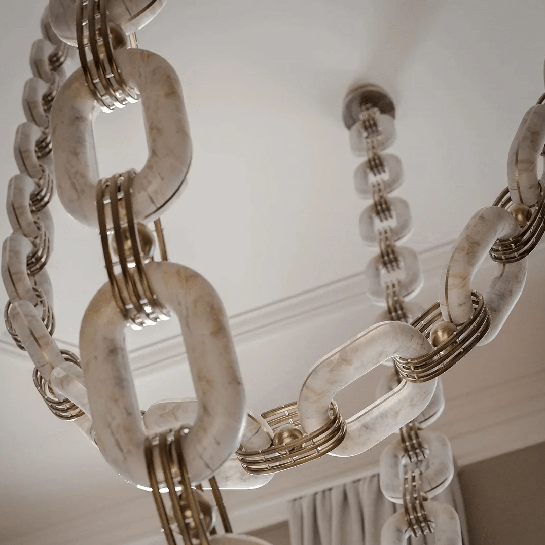 Chain Link  Alabaster Chandelier