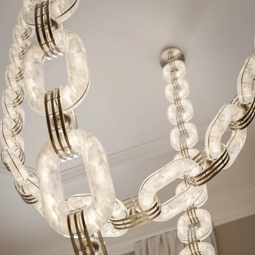 Chain Link  Alabaster Chandelier
