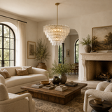 Avalon Cast Glass Round Tiered Chandelier 33"