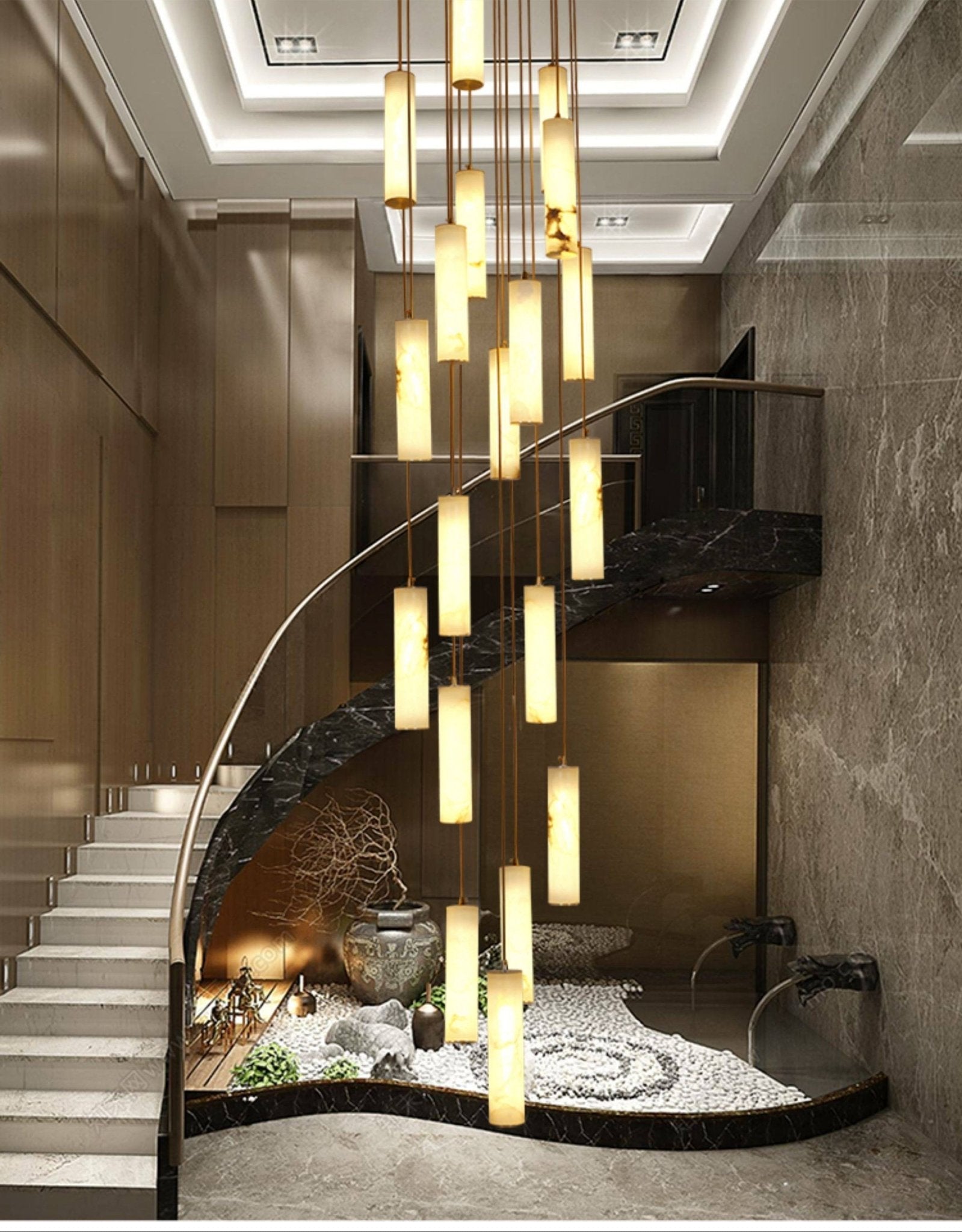 Column Alabaster Staircase Chandelier