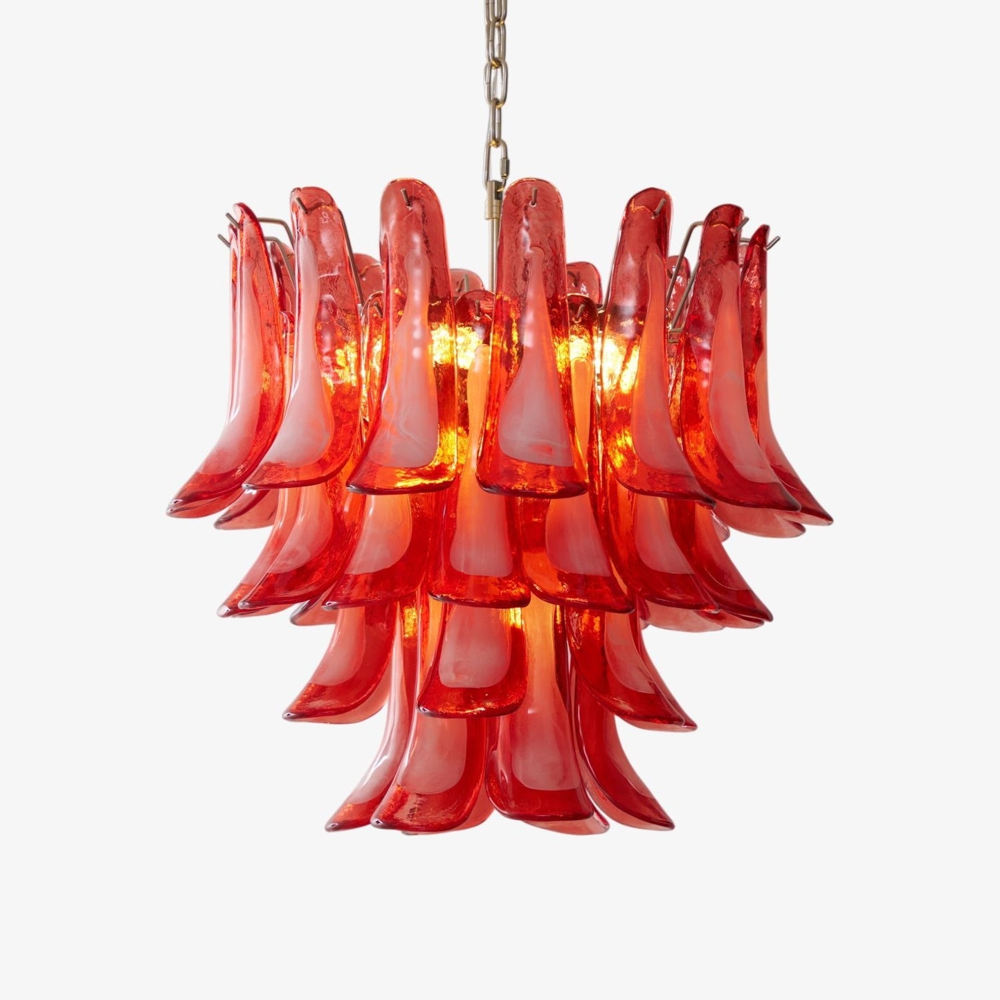 Crimson Glass Petals Chandelier 25.6"