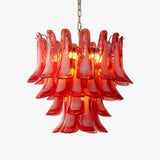 Crimson Glass Petals Chandelier 25.6"