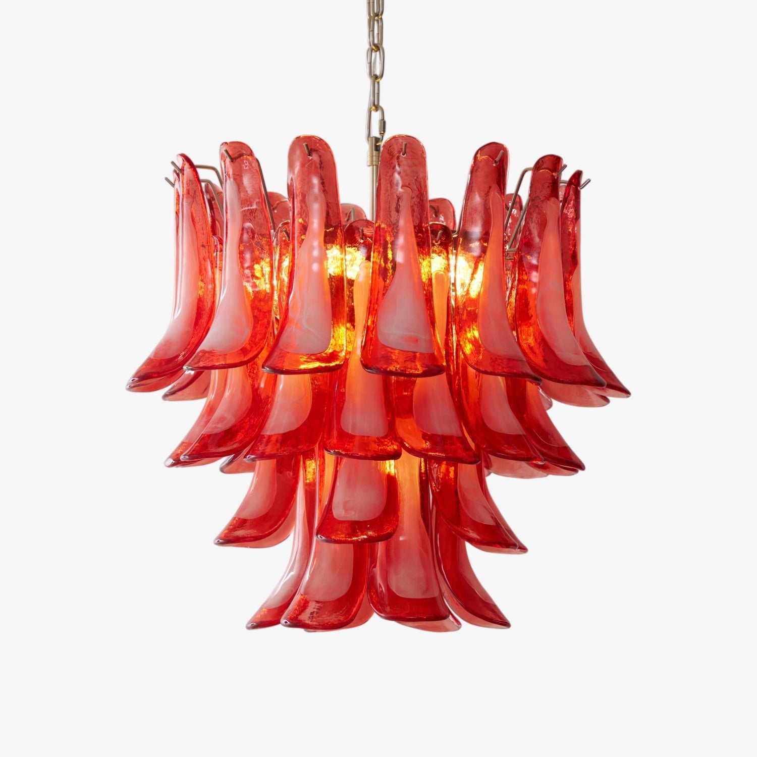Crimson Glass Petals Chandelier 25.6"