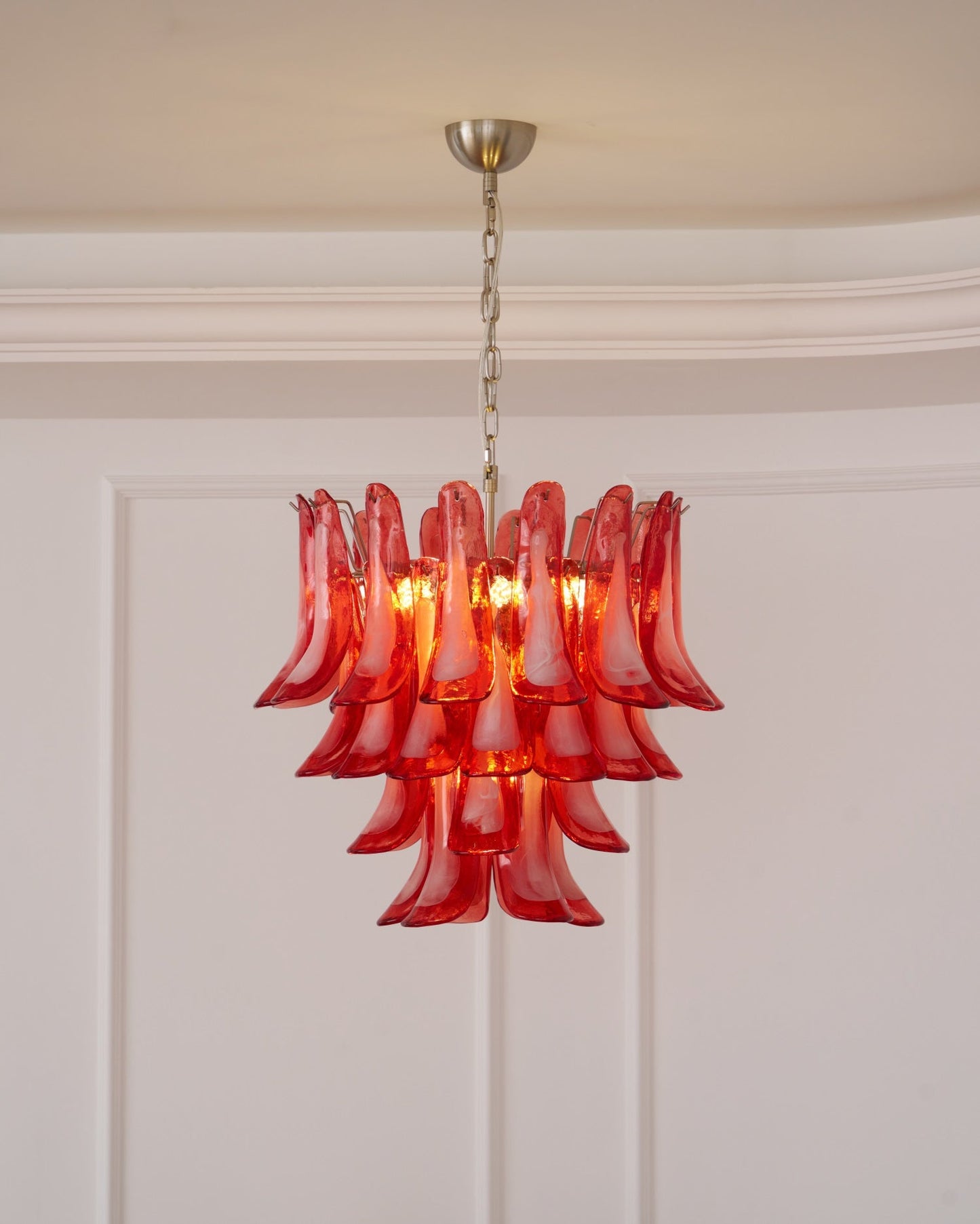 Crimson Glass Petals Chandelier 25.6"