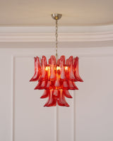 Crimson Glass Petals Chandelier 25.6"
