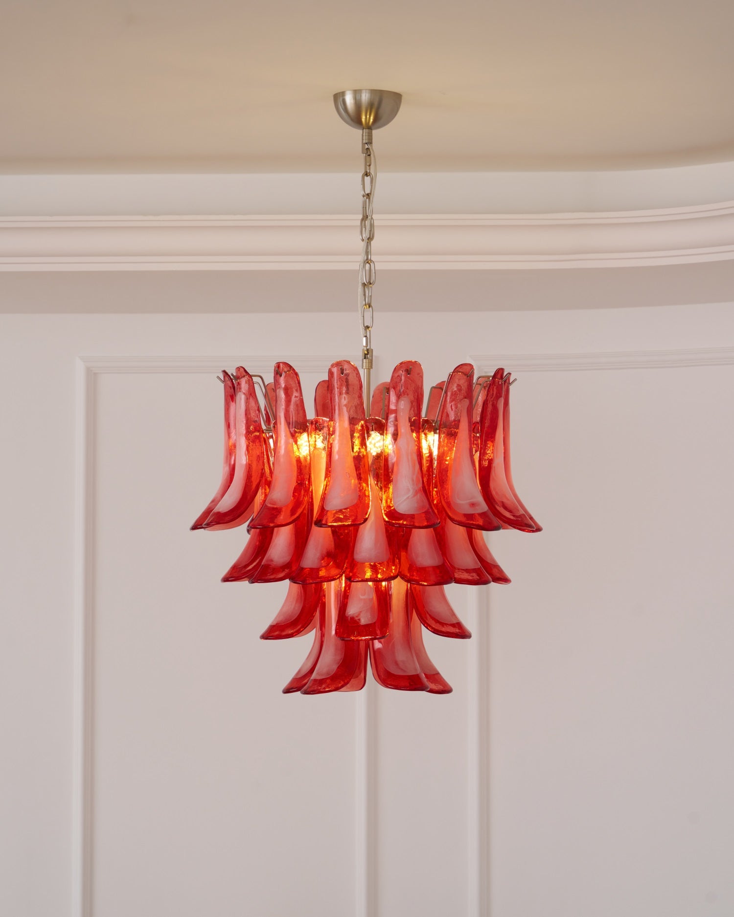 Crimson Glass Petals Chandelier 25.6"