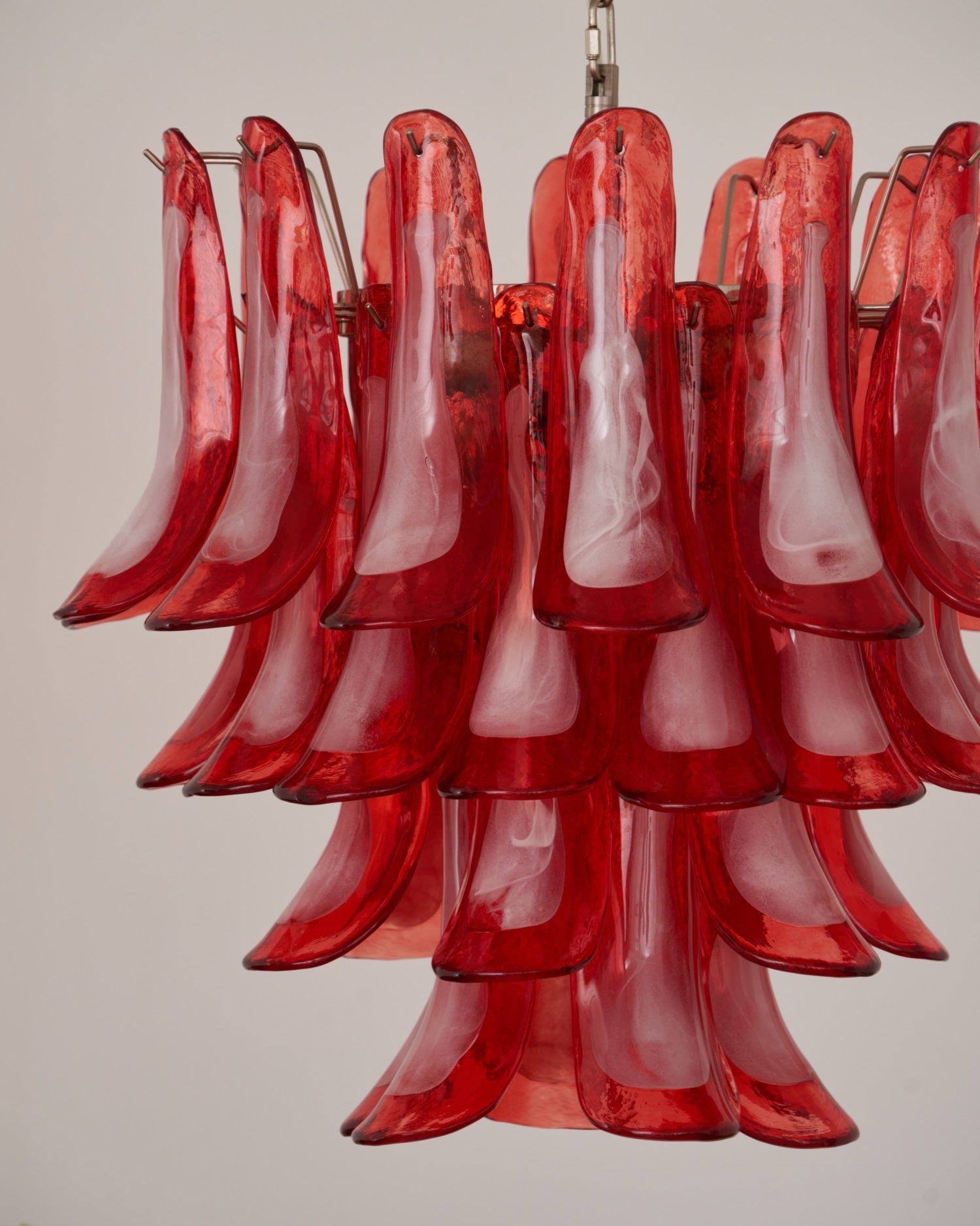 Crimson Glass Petals Chandelier 25.6"