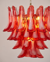 Crimson Glass Petals Chandelier 25.6"