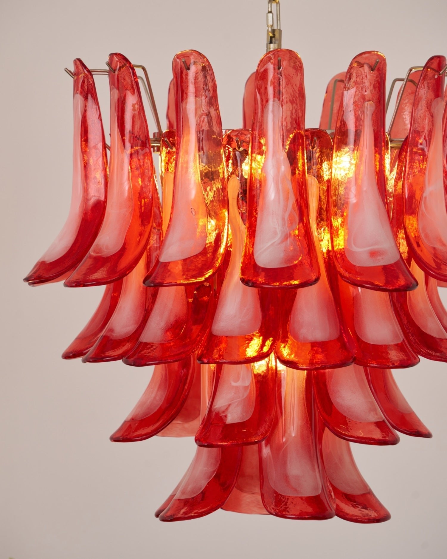 Crimson Glass Petals Chandelier 25.6"