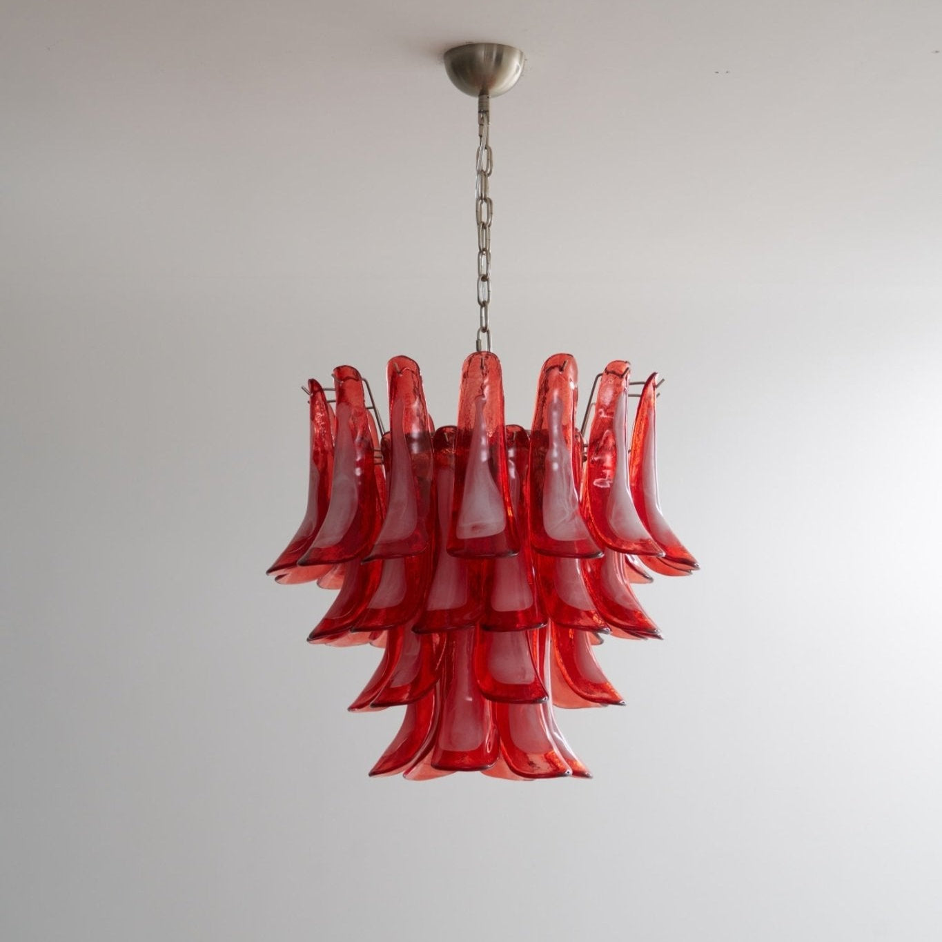 Crimson Glass Petals Chandelier 25.6"