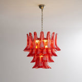 Crimson Glass Petals Chandelier 25.6"