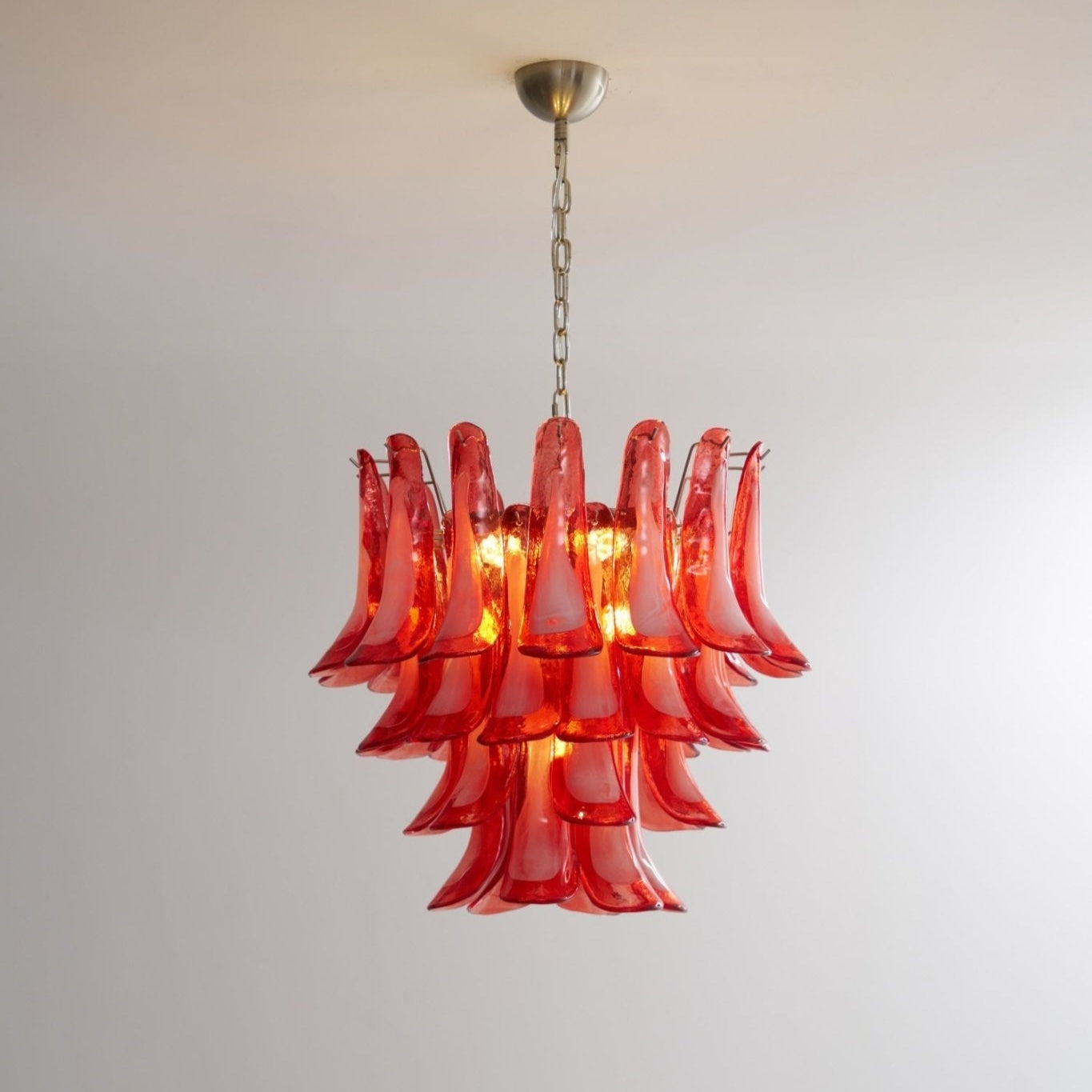 Crimson Glass Petals Chandelier 25.6"