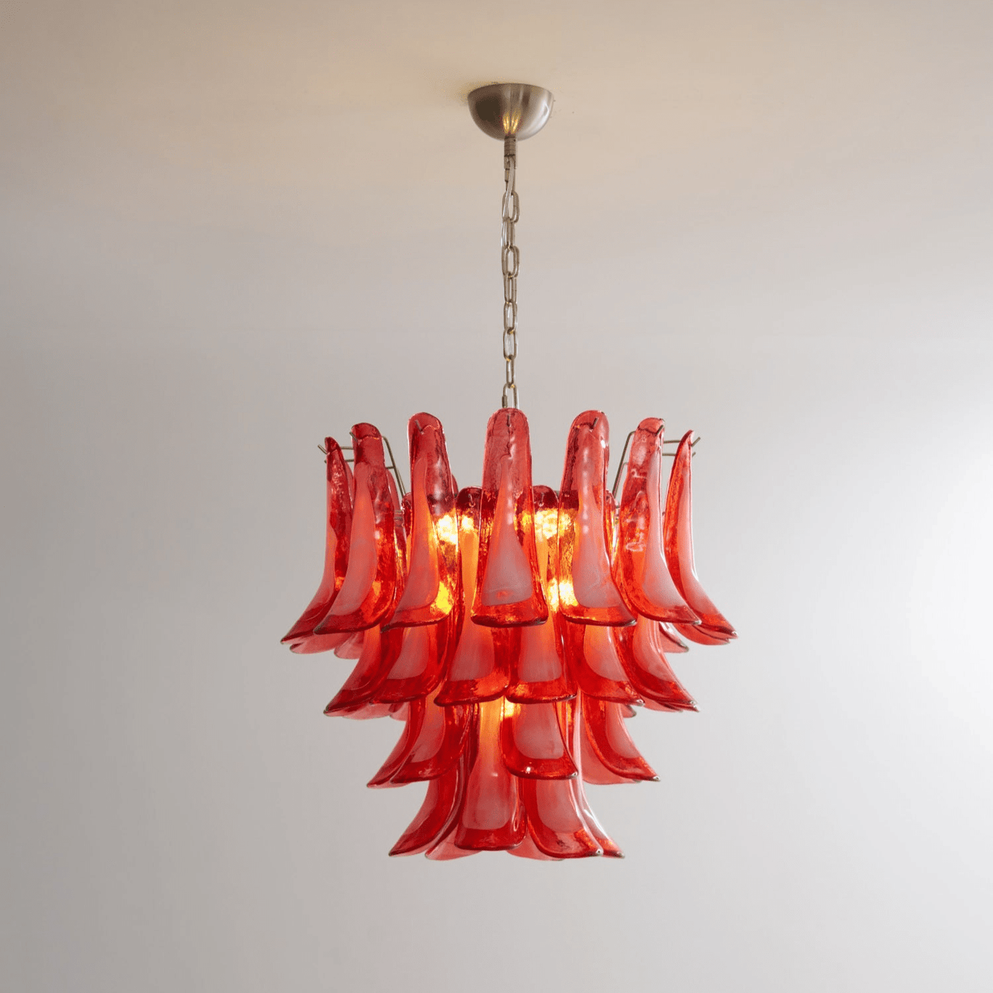 Crimson Glass Petals Chandelier 25.6"