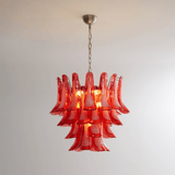 Crimson Glass Petals Chandelier 25.6"