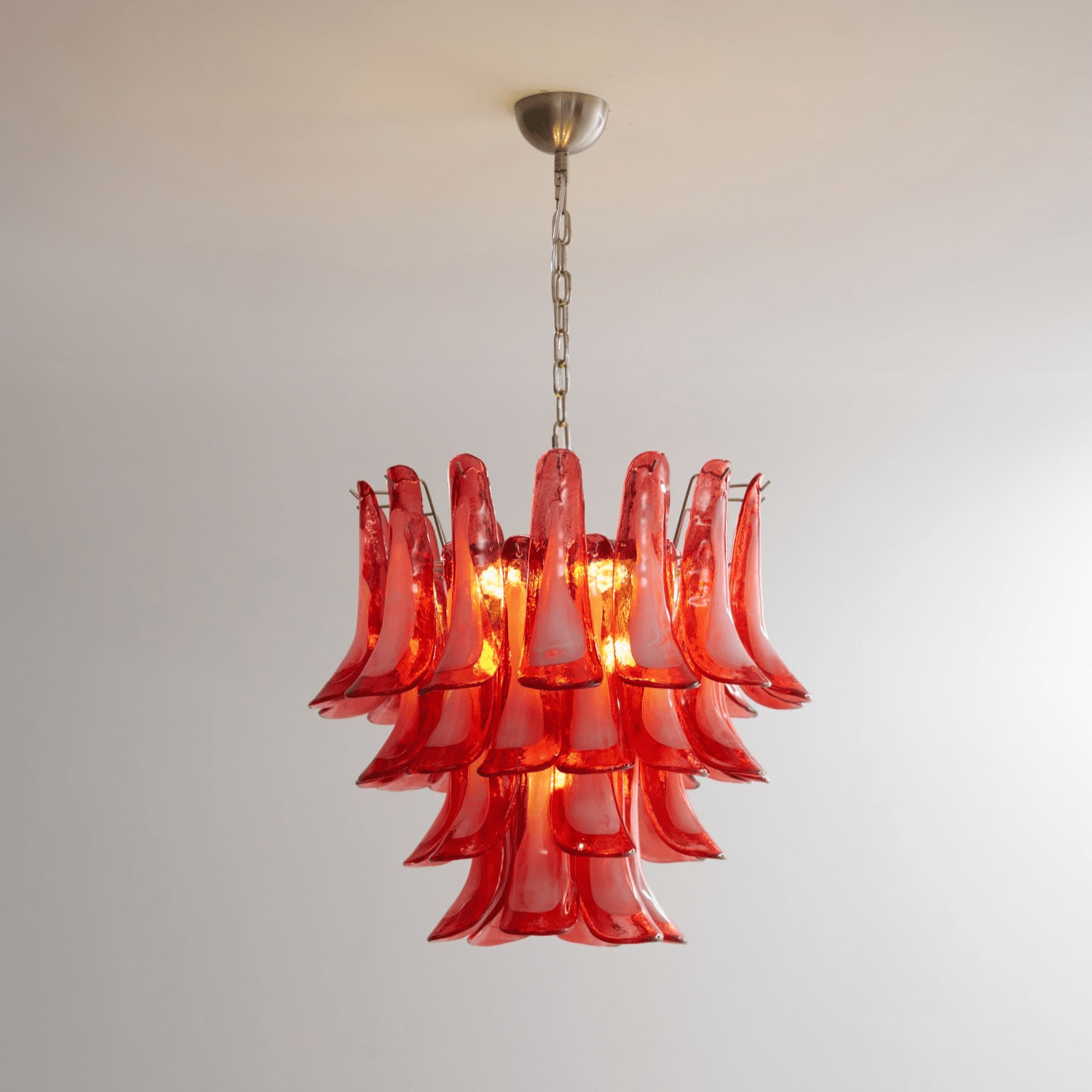 Crimson Glass Petals Chandelier 25.6"