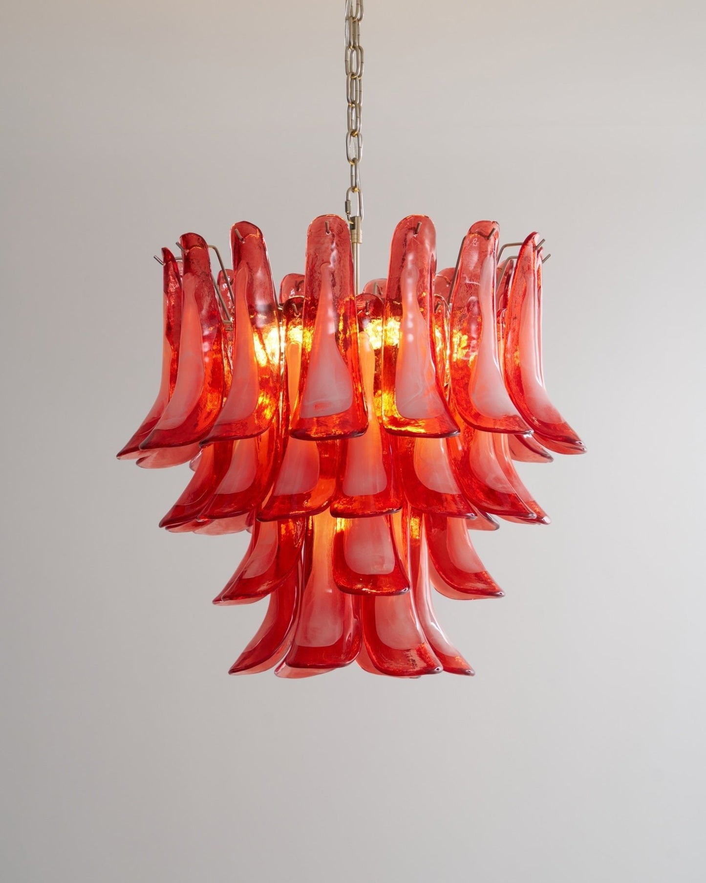 Crimson Glass Petals Chandelier 25.6"