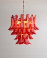 Crimson Glass Petals Chandelier 25.6"