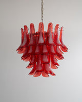 Crimson Glass Petals Chandelier 25.6"