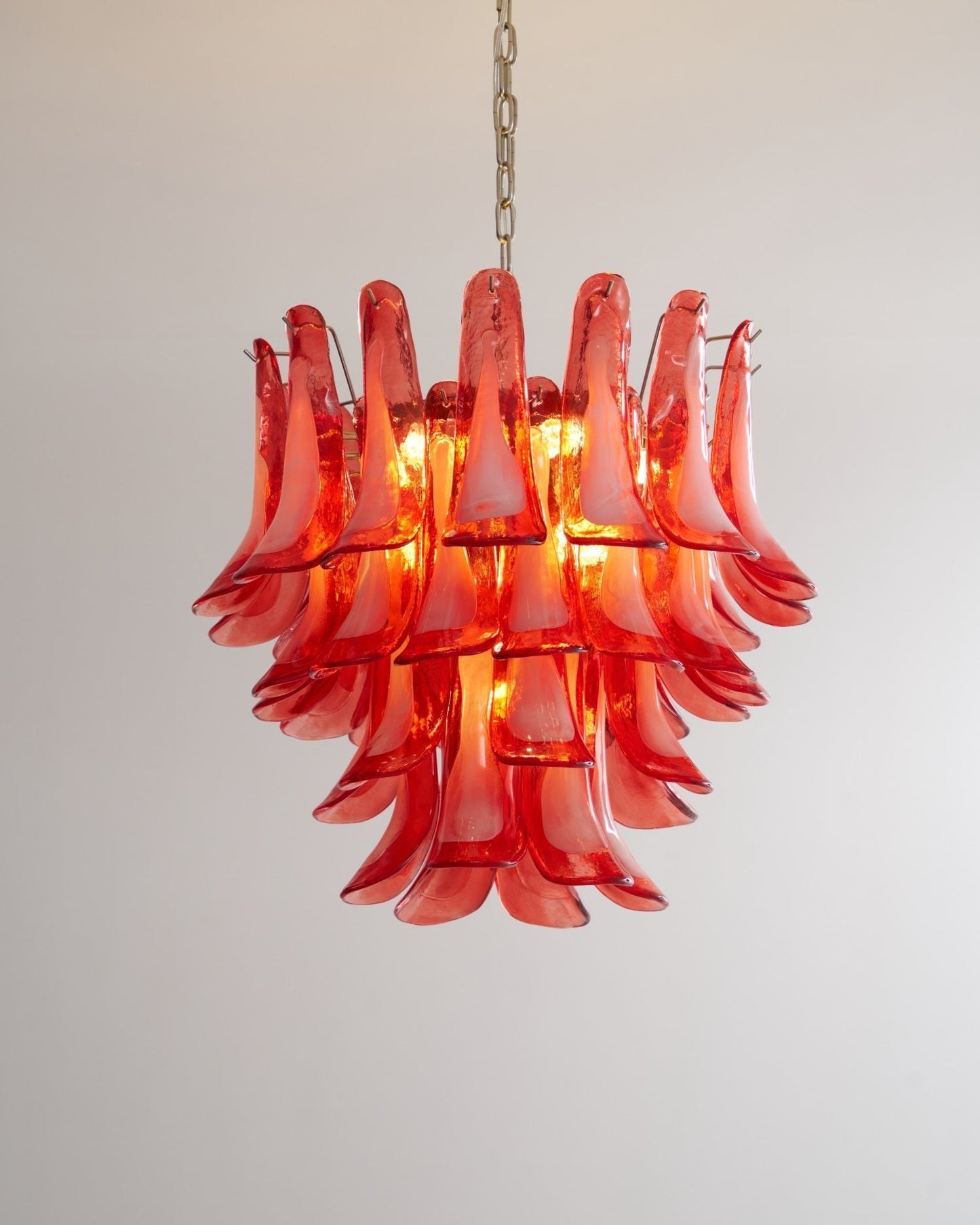 Crimson Glass Petals Chandelier 25.6"