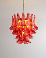 Crimson Glass Petals Chandelier 25.6"