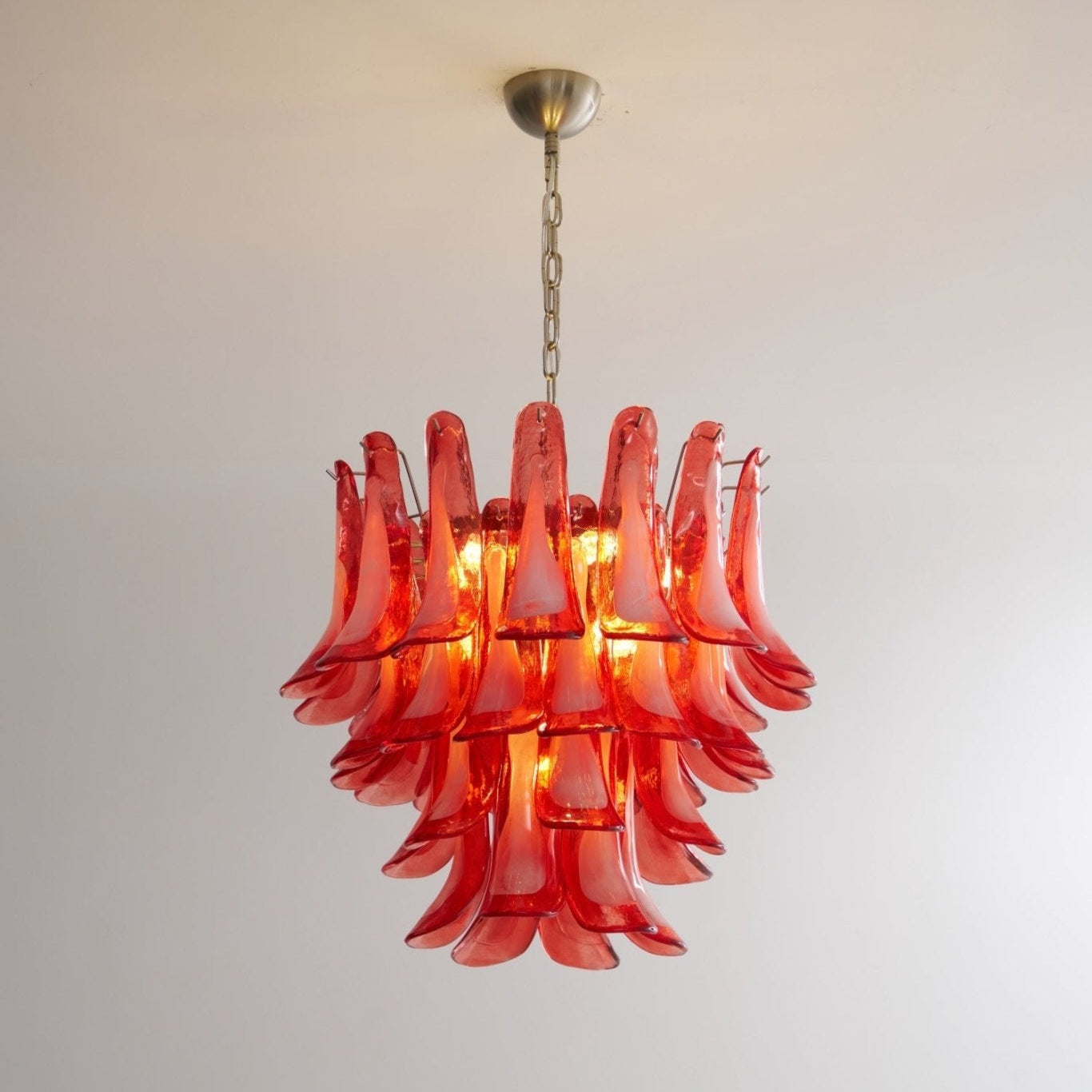 Crimson Glass Petals Chandelier 25.6"