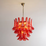 Crimson Glass Petals Chandelier 25.6"